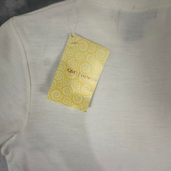 Deadstock Nina Leonard White Shirt-sleeve Turtleneck Sweater Size XL - Picture 8 of 8